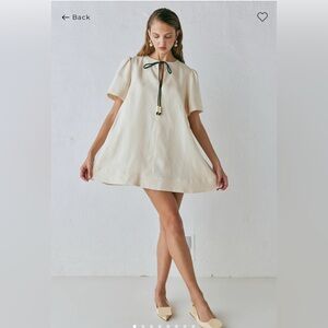 NWT VRG GRL Linen mini dress cream- for summer events and everyday euro girl